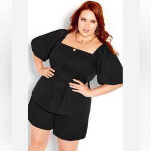 CITY CHIC Trendy Plus Size English Puff Square Neck Top